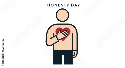 Man with heart on honesty day symbolizing truthfulness and sincerity with a red heart