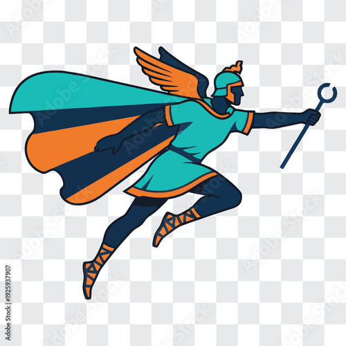 Hermes Flying Silhouette with Flowing Drapery