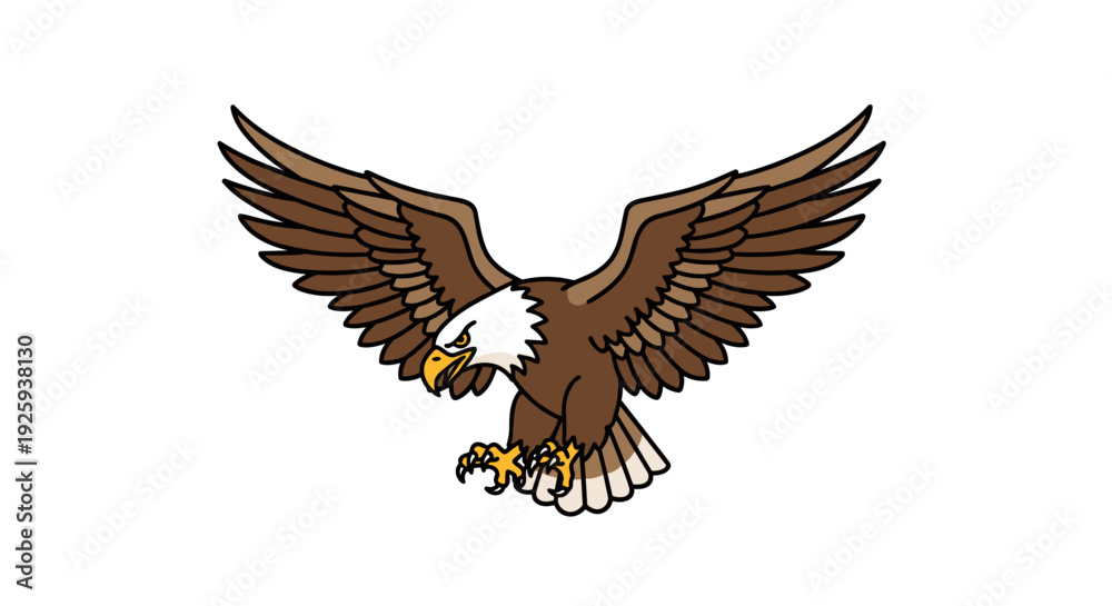 Obraz premium Brown Eagle Flying with Outstretched Wings.