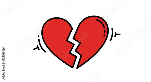 Broken Heart Illustration with Cracked Effect.