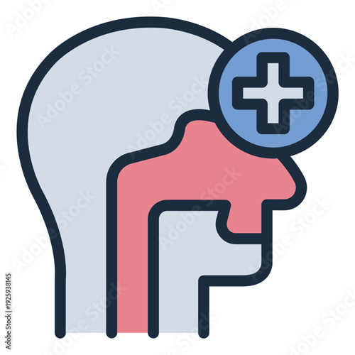 ent filled line icon. ear nose throat care. organ treatment. medical clinic