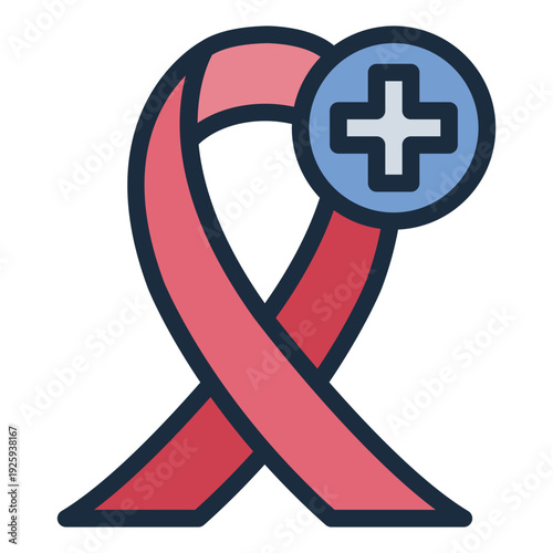 oncology filled line icon. cancer ribbon care. tumor treatment. medical clinic