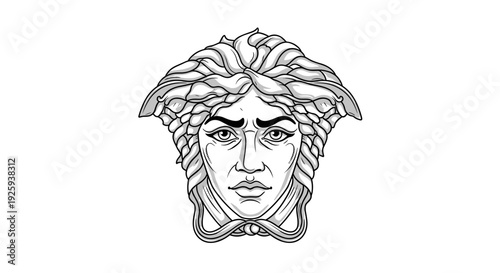 Detailed Illustration of Medusas Head.