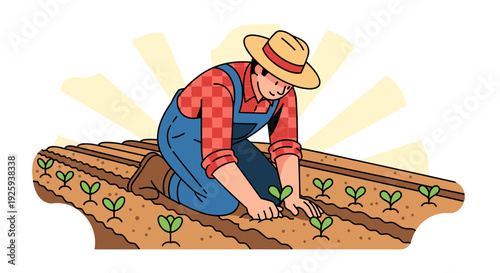 Farmer Planting Seedlings in Garden Bed 3.