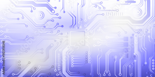 Digital Circuit Board Background with Blue Gradient and Futuristic Microchip Patterns. vector illustration