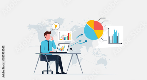 Man Analyzing Data on Laptop Computer 1.