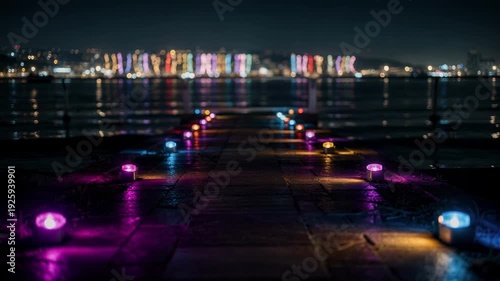 Wallpaper Mural Focused capture of bright multicolored pathway lights paired with lively synchronized bay lights evoking excitement just before the film begins. Torontodigital.ca