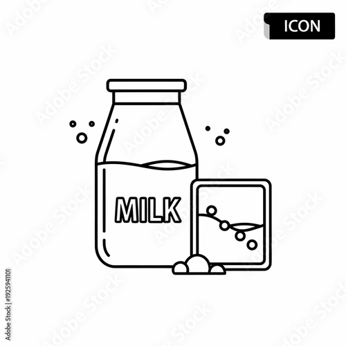 A glass of milk and milk bottle, a simple illustration of this classic drink