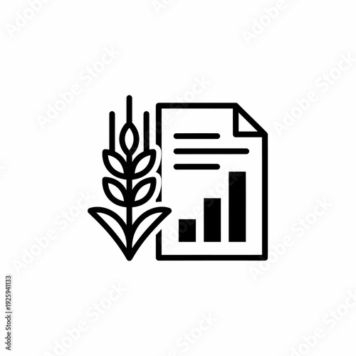 Agriculture growth chart with wheat outline. The image displays a stylized chart and wheat outline, suitable for agricultural analysis