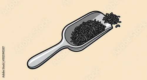 Coffee scoop with coffee beans on a light background simple illustration for food and drink concepts
