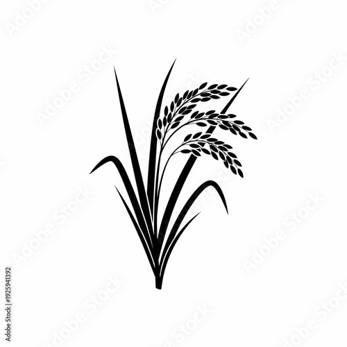 A detailed depiction of rice, featuring the plant's elements such as stems, leaves, and grains. The design captures the essence of this staple crop. 