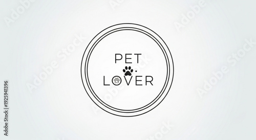 Pet lover logo with paw print symbol on white background