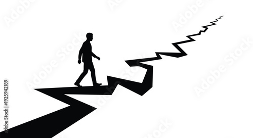 Businessman walking on zigzag arrow path vector