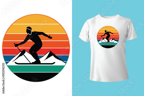 Set of ski winter sport retro badge. Vector. Concept for shirt, print, seal or stamp with ice skate, ski glasses, skull skeleton. Family vacation, activity or travel. For logo design, patches