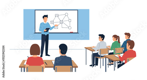 Teacher Presenting to Students in Classroom Setting.