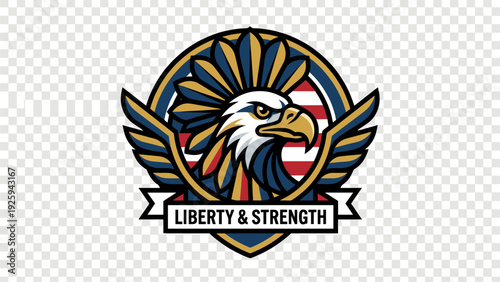 American Eagle Emblem Logo - Symbol of Freedom, Strength, Patriotism, and Pride
