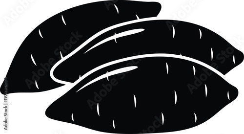 Three Sweet Potato Silhouettes - Yam Root Vegetable Vector