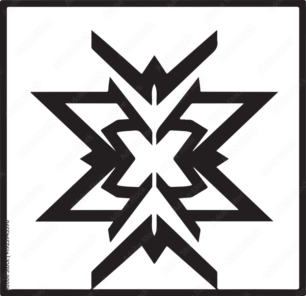Obraz premium Bold tribal pattern wall art design featuring decorative geometric shapes and ethnic-inspired motifs in a clean symmetrical style