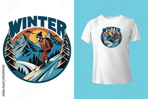 Muscular snowboarder winter t shirt design