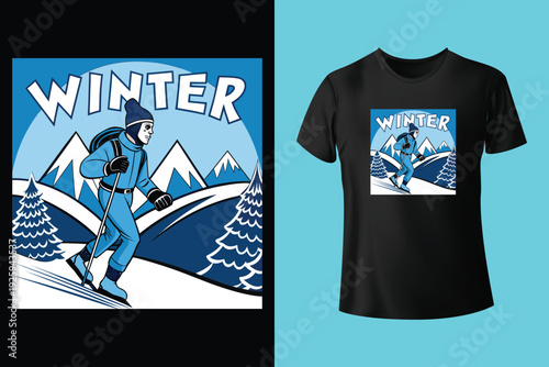 Muscular snowboarder winter t shirt design