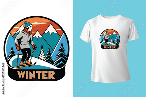 Muscular snowboarder winter t shirt design