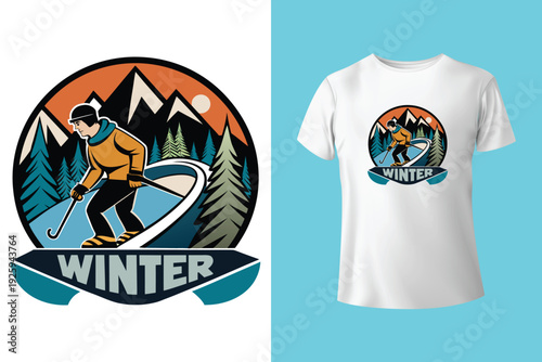 Muscular snowboarder winter t shirt design