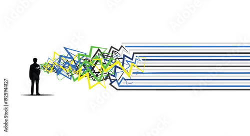 Businessman with abstract colorful arrows vector