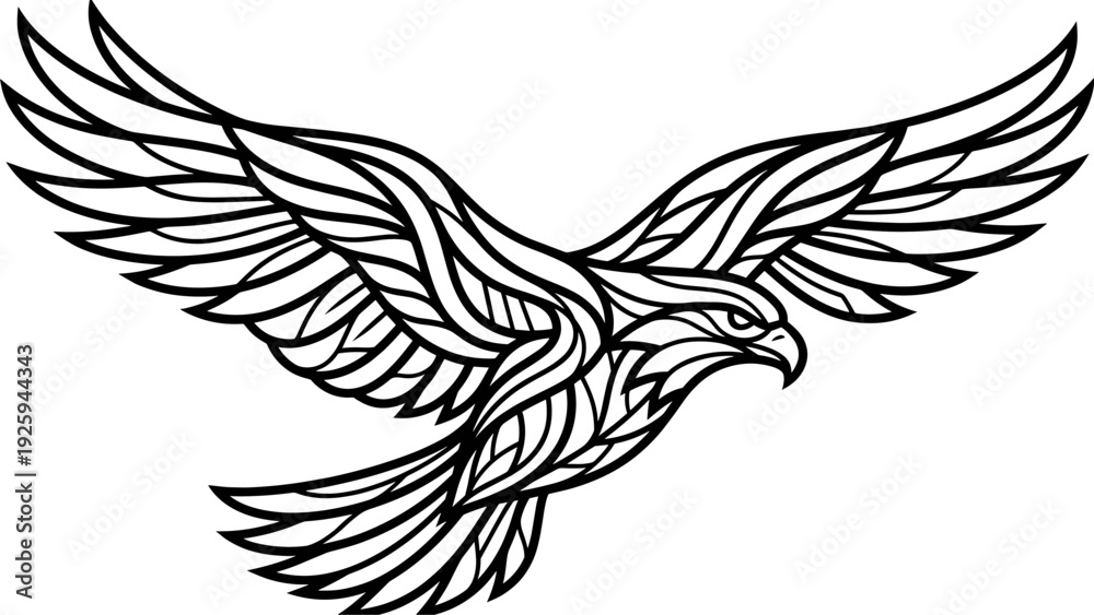 Fototapeta premium Stylized Falcon Bird of Prey Graphic Vector Art for Commercial Use