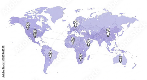 Global connections map with pins on world map symbolizing international travel business and communication