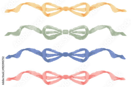 やさしい水彩リボンシリーズ｜ナチュラルカラーのリボンラインセット / Gentle Watercolor Ribbon Series | Natural Color Ribbon Line Set