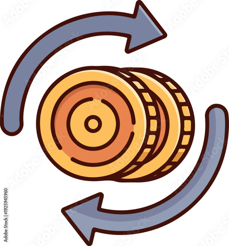 Coin Exchange and Financial Transaction Cycle Icon