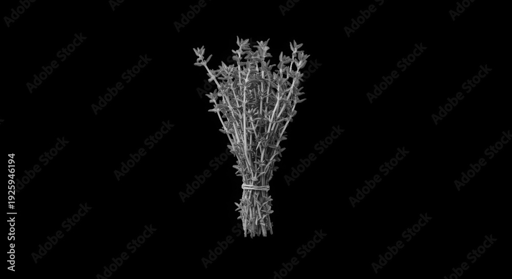 Fototapeta premium Bunch of dried rosemary herbs tied with string aromatic culinary spice plant transparent background