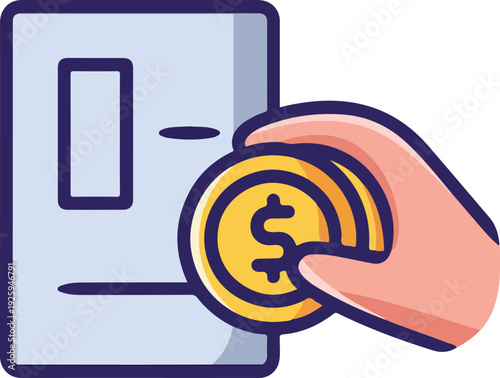 Hand Depositing Money Coins Icon