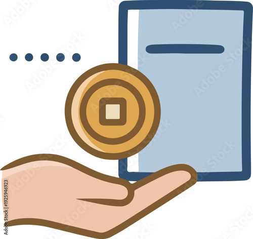 Financial Transaction Concept with Hand Coin and Document Icon