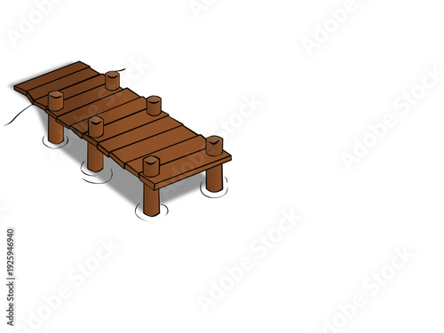 wooden bench on white background