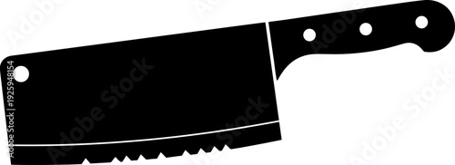 Kitchen butcher knife cleaver silhouette vector illustration, professional cooking cutlery design, sharp meat chopping tool icon, minimal black isolated graphic
