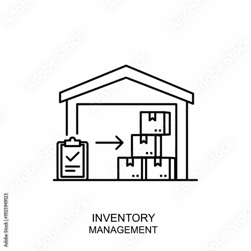 Inventory management icon with boxes and clipboard