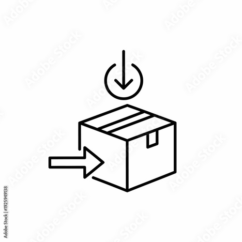 Shipping process icon. Box with the concept of import or receiving a package