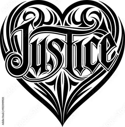 A black tribal vector illustration of a celtic heart tattoo design featuring a cross with wings and floral ornament elements for a vintage love symbol