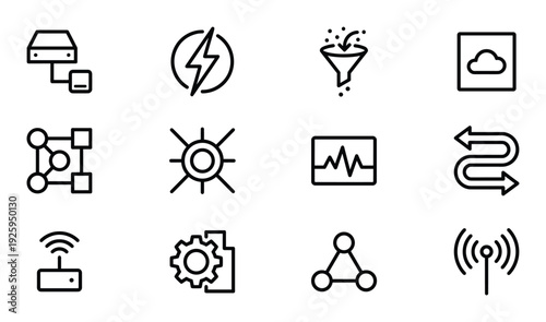 Autonomous vehicle vector icon set future car technology artificial intelligence sensor and more