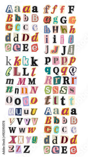 Creative Journal Letters and Scrapbook Elements with Printable Stickers and Collage Vector Set Isolated