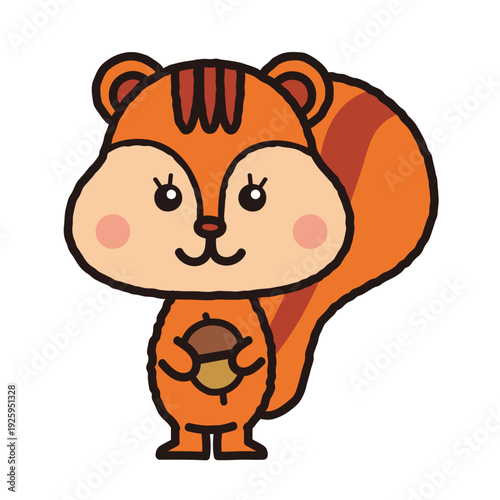 リスがどんぐりを持っているイラスト