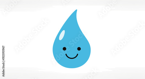 Smiling blue water droplet with happy face