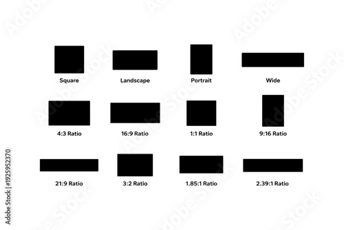 Visual guide to image aspect ratios: square, landscape, portrait, wide
