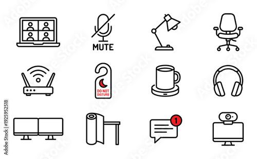 Online meeting communication video conference with team working from home on laptop