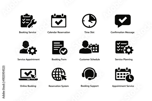 Service booking and scheduling icons for efficient online management