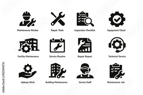 Icons for maintenance and repair services