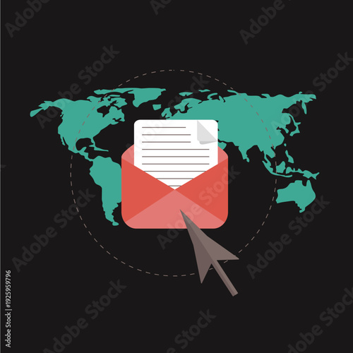envelope with map of the world