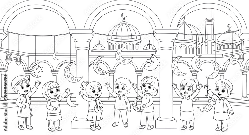 Obraz premium Children Playing in a Colorful Theme Park with Rides and Attractions