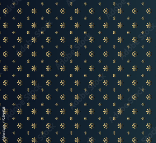 Golden stars sparkle across a dark blue night sky pattern featuring winter snowflakes and holiday glitter for a seamless Christmas wallpaper design backdrop